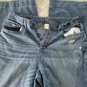 Venus Wide Leg Distressed Hole Knees Jeans Size 10 Button‎ Fly